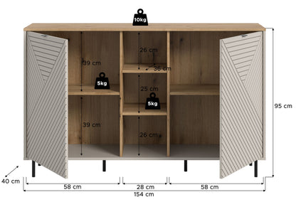 Homes & Jones Sideboard-Wohnzimmerschrank mit offenen Fächer, Wohnzimmermöbel