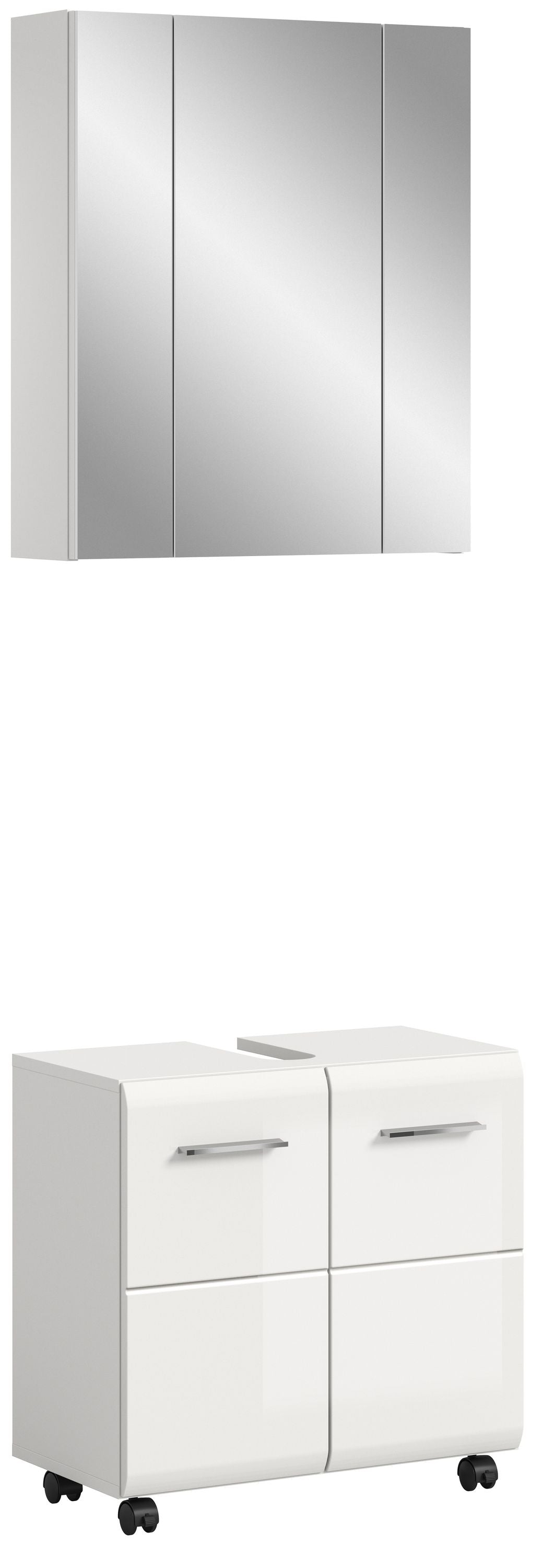 Ensemble de salle de bain sur roulettes ICE (L/H/P : env. 60/185/30 cm) imitation chêne Nox/noir mat