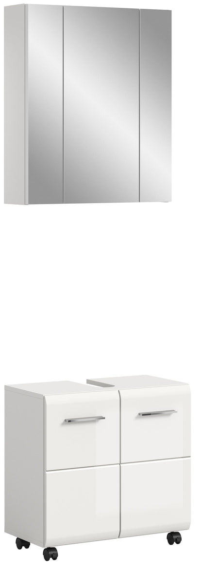 Ensemble de salle de bain sur roulettes ICE (L/H/P : env. 60/185/30 cm) imitation chêne Nox/noir mat