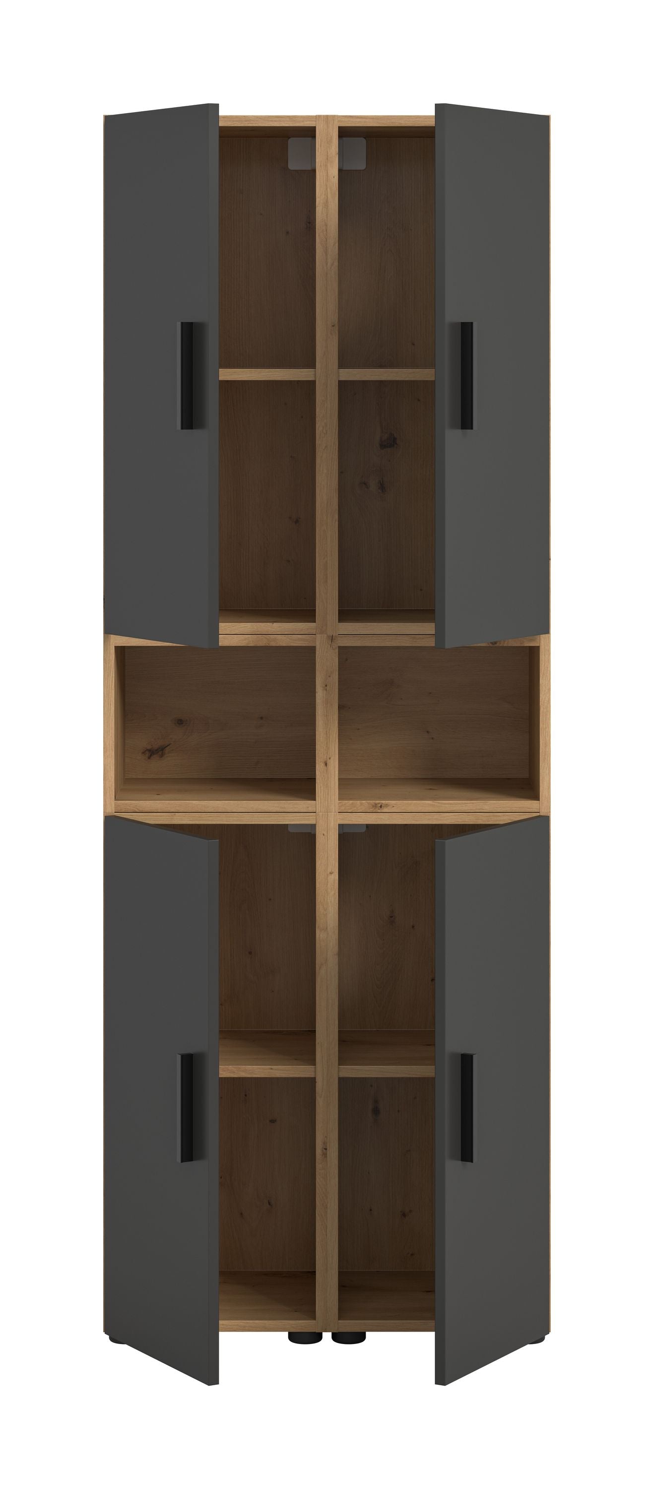 Wall Unit THE ONE (W/H/D: approx. 65/178/34 cm) in Artisan Oak finish/Smoke Green