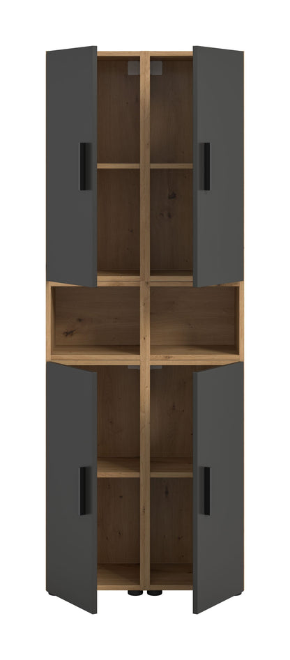 Wall Unit THE ONE (W/H/D: approx. 65/178/34 cm) in Artisan Oak finish/Smoke Green