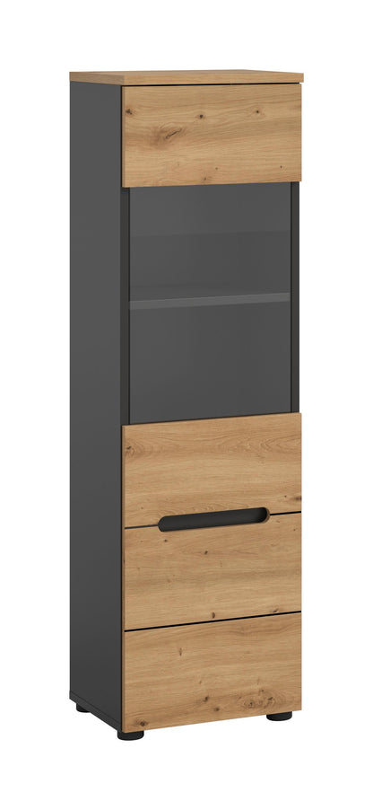Vitrine CANU (L/H/P: env. 36/125/33 cm) en gris basalte/vert fumé