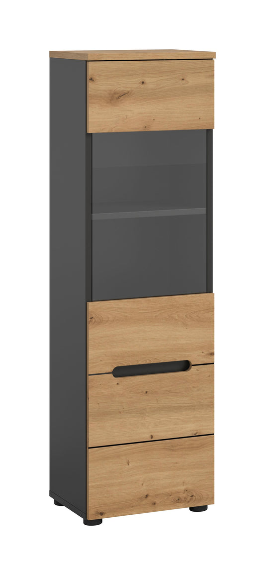 Vitrine CANU (L/H/P: env. 36/125/33 cm) en gris basalte/vert fumé