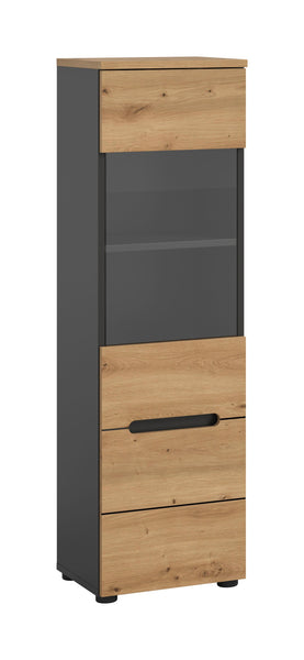Vitrine CANU (L/H/P: env. 36/125/33 cm) en gris basalte/vert fumé