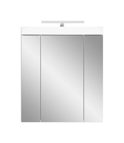 Viana Spiegelschrank inkl. Beleuchtung (B/H/T: 60x70x18 cm) in Spiegelglas und Weiß