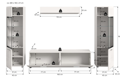 Homes & Jones Wohnwand 4-tlg., TV Möbel Anbauwand, TV bis 70 Zoll geeignet