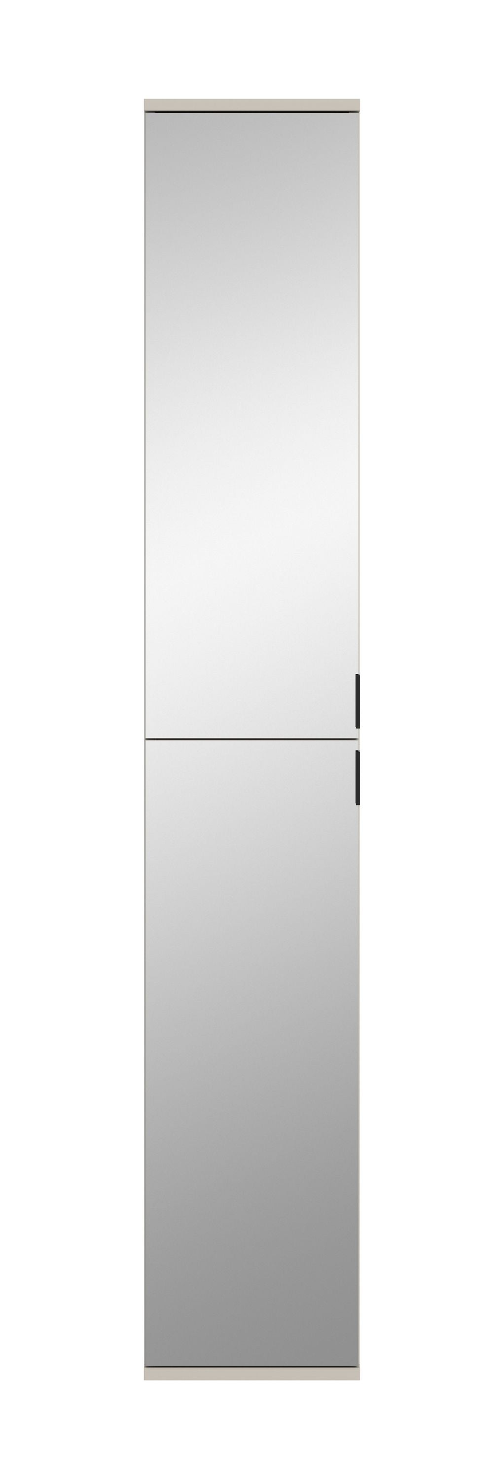 Spiegelschrank mit Spiegeltür, zweigeteilter Front und seitlichem Griff