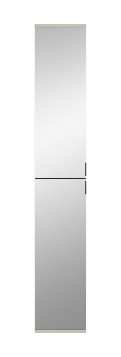 Spiegelschrank mit Spiegeltür, zweigeteilter Front und seitlichem Griff