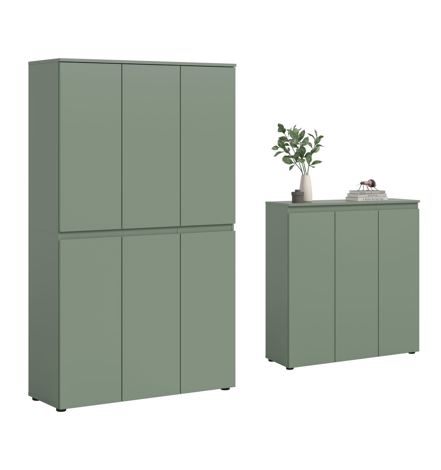 Armoire universelle SCARPA (L/H/P : env. 235/175/37 cm) en vert fumée/vert fumée