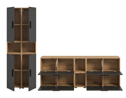 Homes & Jones Wohnwand 4-tlg. TV Möbel Modular Lowboard, Wohnzimmerschrank