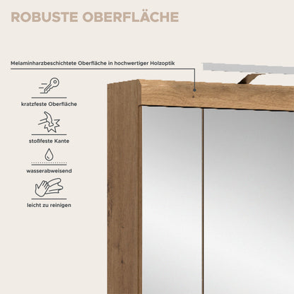 Armoire de toilette avec éclairage SCOUT (L/H/P : env. 60/79/18 cm) en imitation chêne Evoak/verre miroir