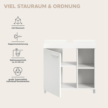 Meuble bas sous lavabo NOAH (L/H/P : env. 65/63/31 cm) en blanc/blanc