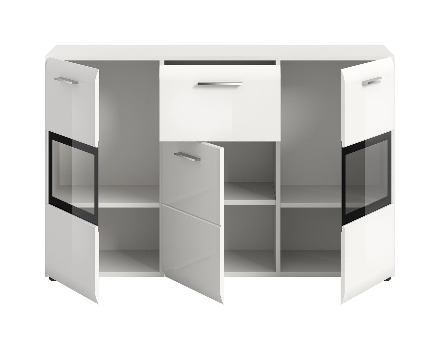 Homes & Jones Sideboard weiß Hochglanz 125 cm breit, Wohnzimmerschrank