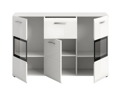 Homes & Jones Sideboard weiß Hochglanz 125 cm breit, Wohnzimmerschrank