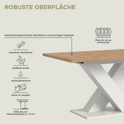 Table de salle à manger MOTION (L/H/P : env. 150/76/90 cm) en blanc/cachemire