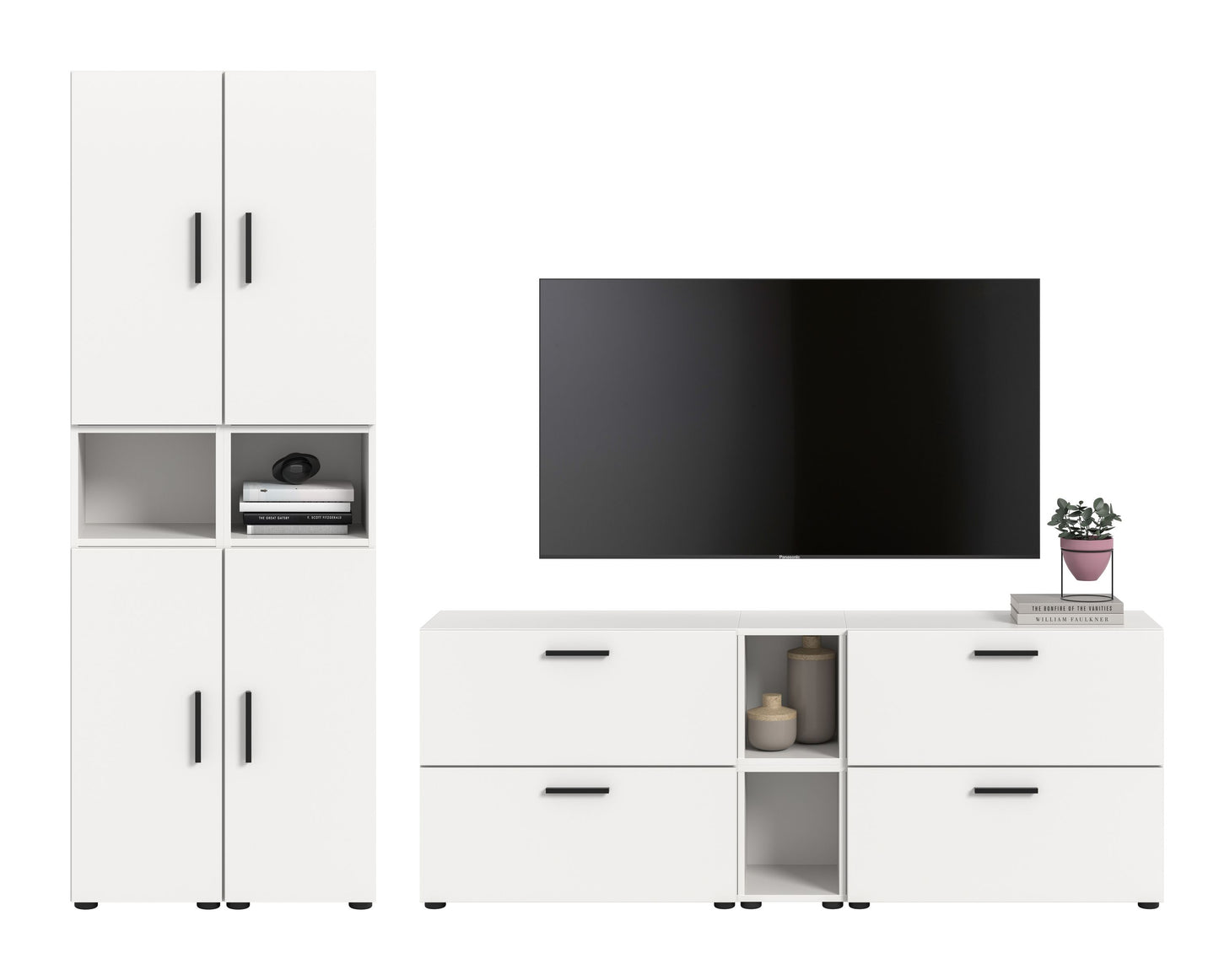 Homes & Jones Wohnwand 4-tlg. TV Möbel Modular Lowboard, Wohnzimmerschrank