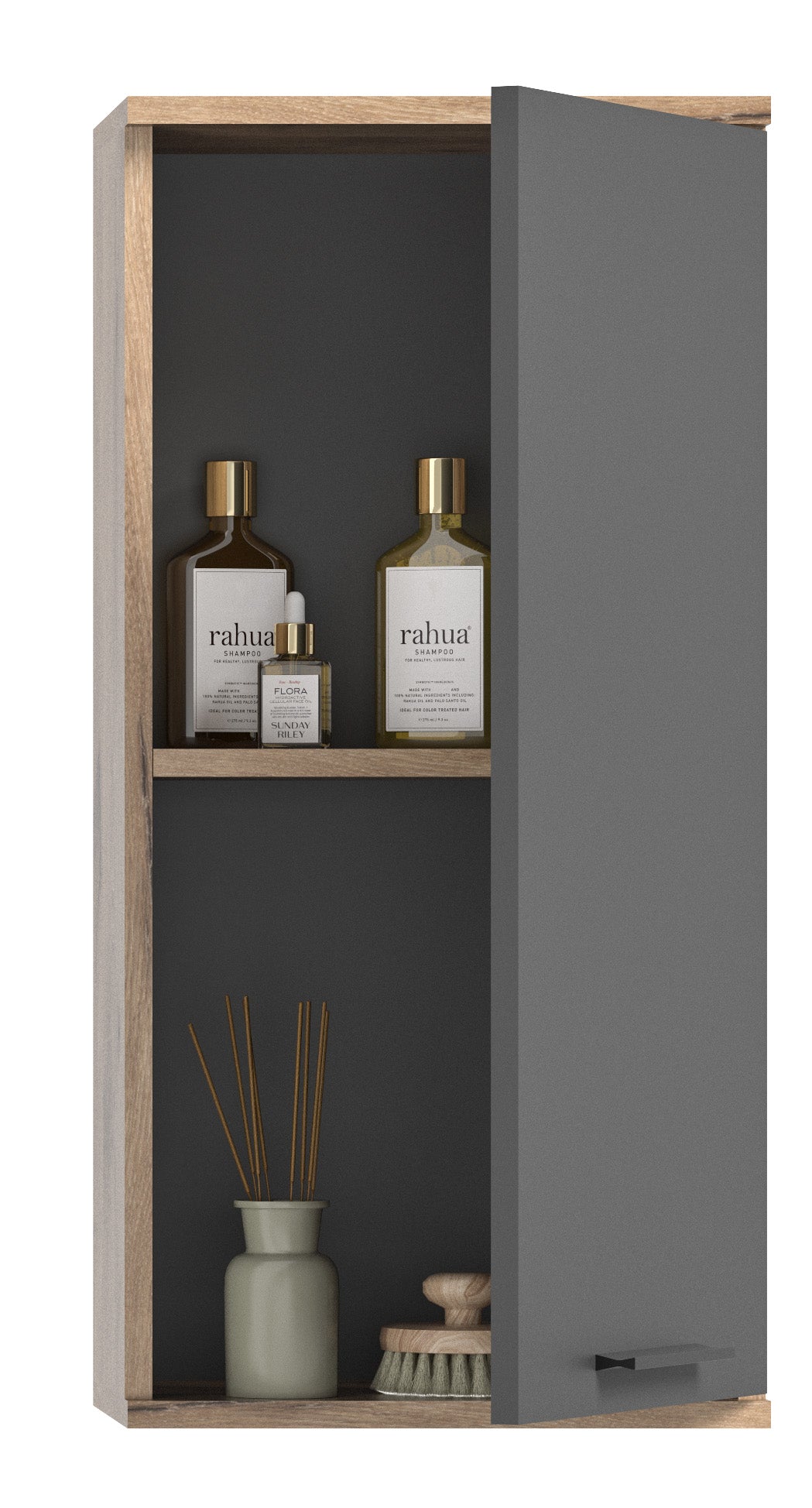 Meuble haut MASON (l/H/P : env. 37/77/24 cm) en imitation chêne Nox/gris basalte