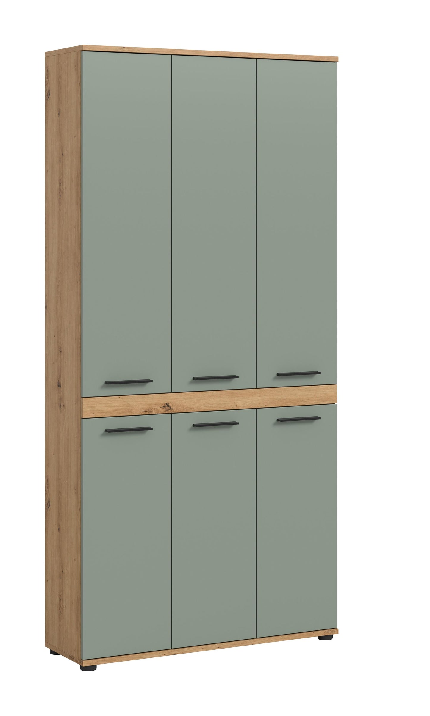 Blake Hochschrank (B/H/T: 90x191x31 cm) in Salbei und Artisan Eiche Nachbildung