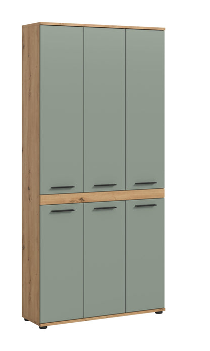 Blake Hochschrank (B/H/T: 90x191x31 cm) in Salbei und Artisan Eiche Nachbildung