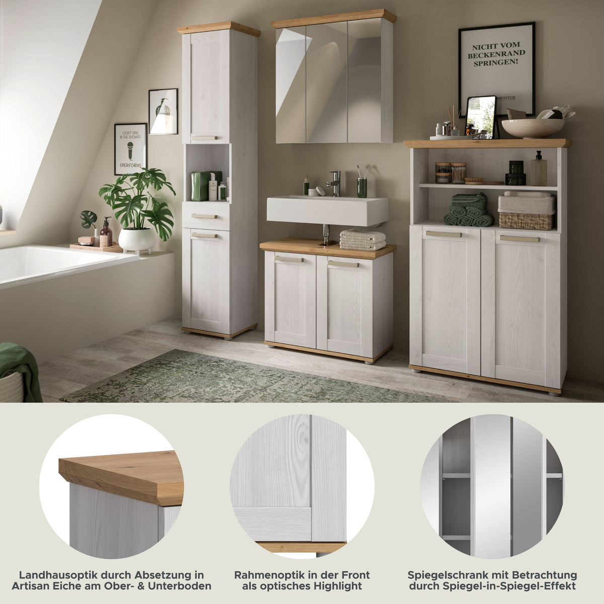 Bathroom set VERONA (W/H/D: approx. 213/187/34 cm) in Sibiu Larch reproduction/Sibiu Larch reproduction