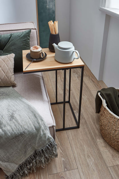 Homes & Jones Beistelltisch mit Tischplatte & schwarzem Metallgestell