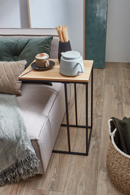 Homes & Jones Beistelltisch mit Tischplatte & schwarzem Metallgestell