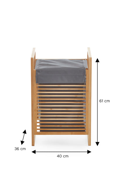 Homes & Jones Wäschebox Massivholz & Stoff - Stilvoller Wäschekorb mit Deckel