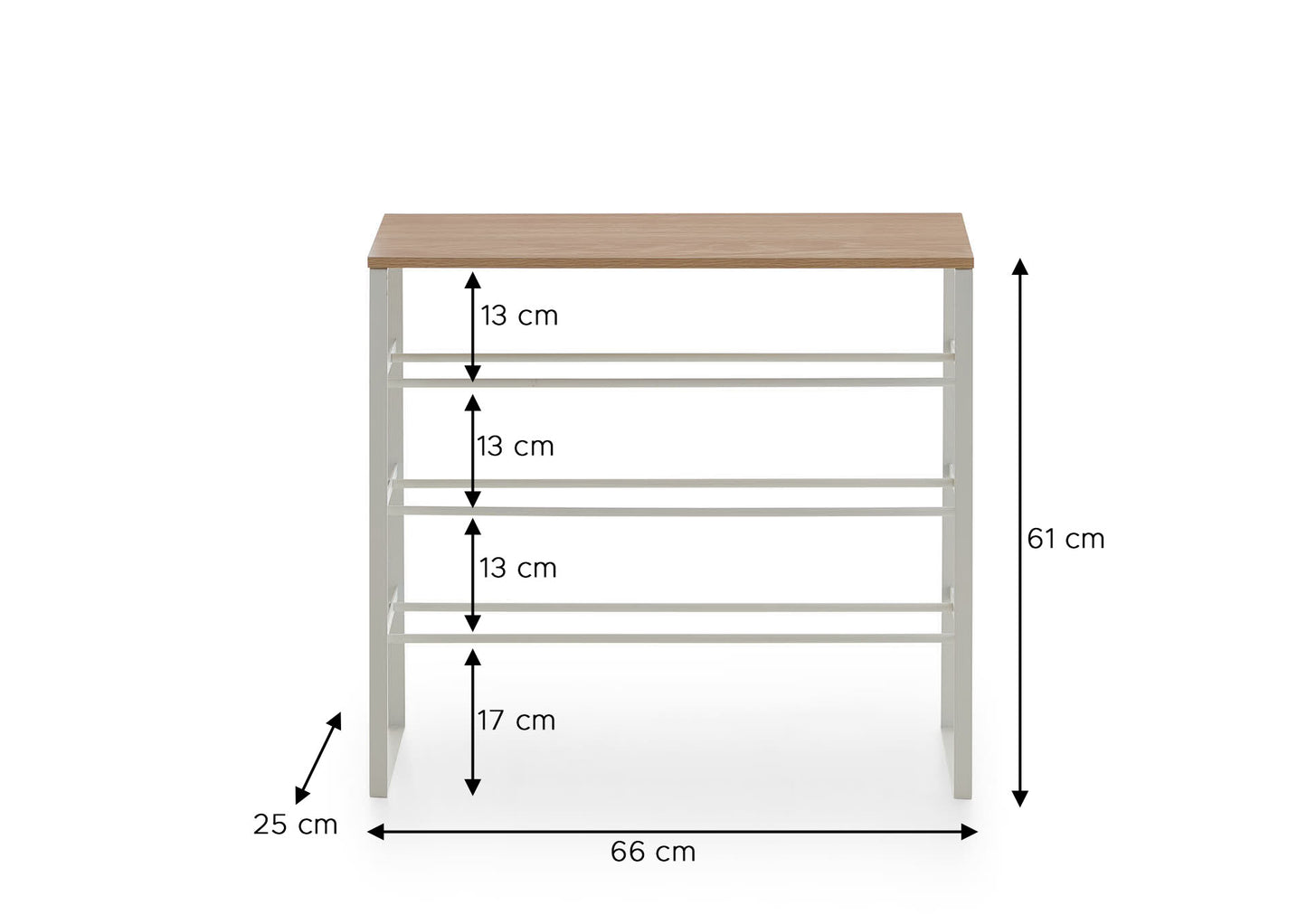 Susi Shoe Rack with 4 Tiers - Open Shoe Rack Made of Wood and Metal