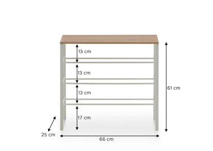 Susi Shoe Rack with 4 Tiers - Open Shoe Rack Made of Wood and Metal