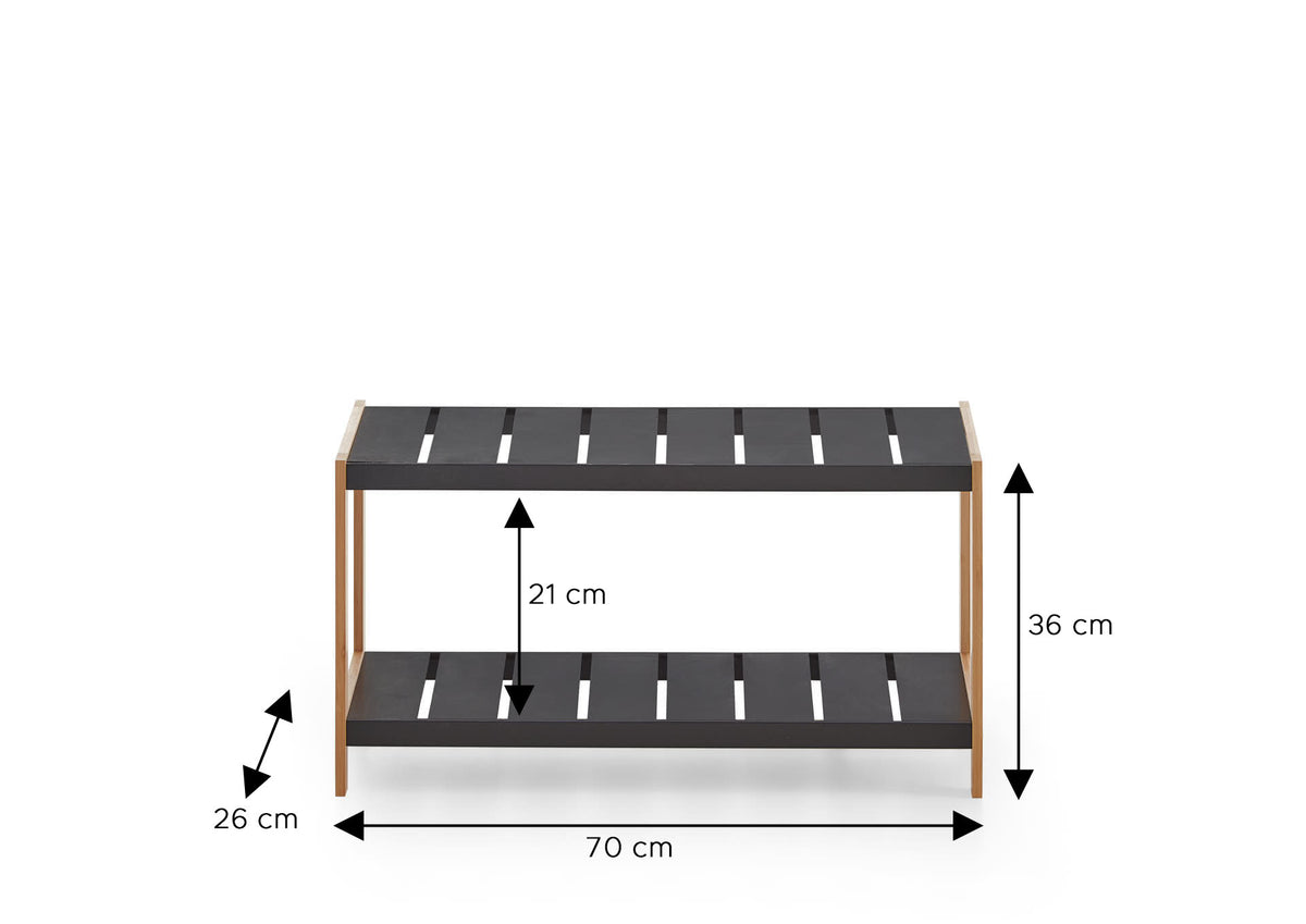 Francis Shoe Rack in Black Solid Wood