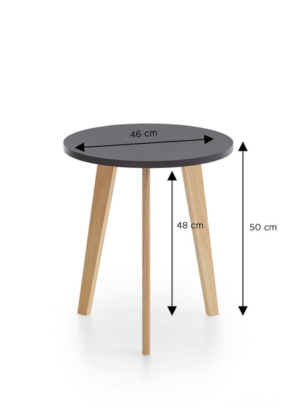 Side table Johann with black tabletop & solid wood legs