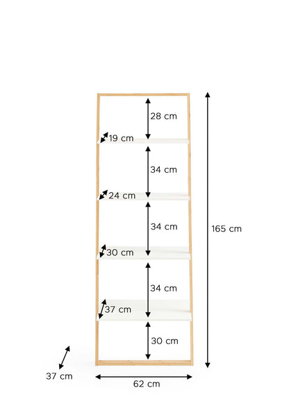 Homes & Jones Leiterregal Regal mit 4 Ablagen aus Massivholz Dekoregal