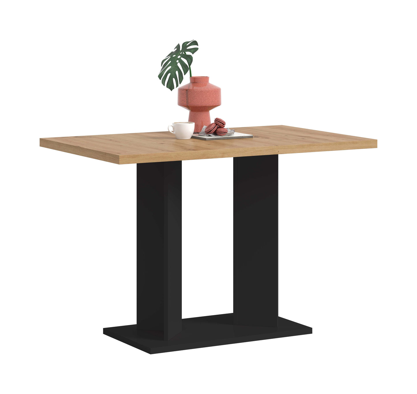 Table à manger GUSTAV (L/H/P : env. 110/76/70 cm) en blanc/imitation chêne Artisan