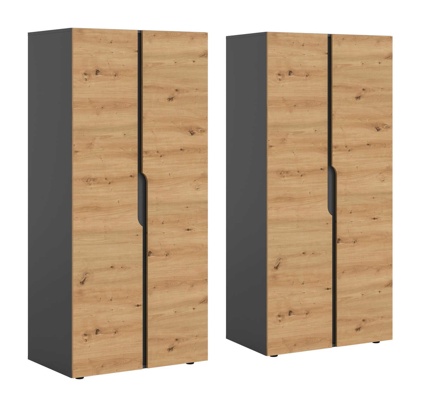 Wardrobe combination ANGA (W/H/D: approx. 160/180/51 cm) in anthracite/Artisan oak replica