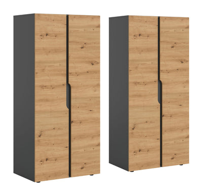Wardrobe combination ANGA (W/H/D: approx. 160/180/51 cm) in anthracite/Artisan oak replica
