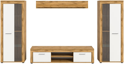Ensemble meuble TV JAM (L/H/P : env. 310/159/40 cm) imitation chêne Wotan/gris