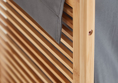 Homes & Jones Wäschebox Massivholz & Stoff - Stilvoller Wäschekorb mit Deckel