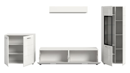 Ensemble mural ICE (L/H/P : env. 315/160/41 cm) en blanc/blanc brillant