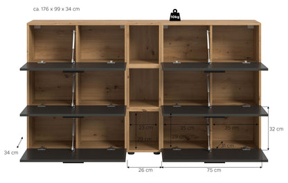 Homes & Jones Wohnwand 3-tlg. TV Möbel Modular Lowboard, Wohnzimmerschrank