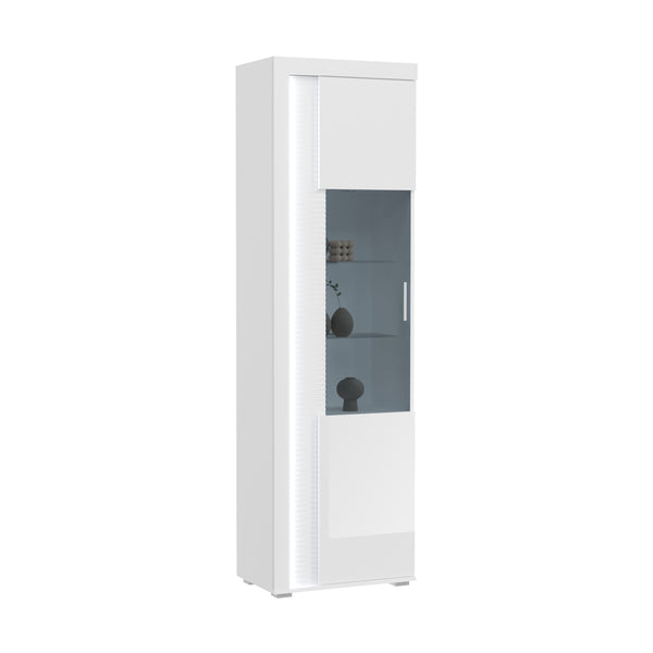 Vitrine SKYLIGHT (L/H/P : env. 60/202/37 cm) en blanc/blanc brillant