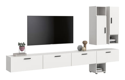 Meuble TV mural THE ONE (L/H/P : env. 300/178/34 cm) en imitation chêne Artisan/vert fumé