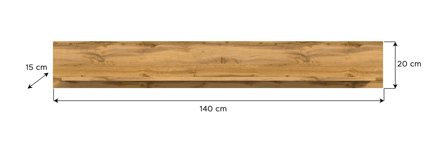 Étagère murale JAM (L/H/P : env. 140/20/15 cm) en imitation chêne Wotan/blanc