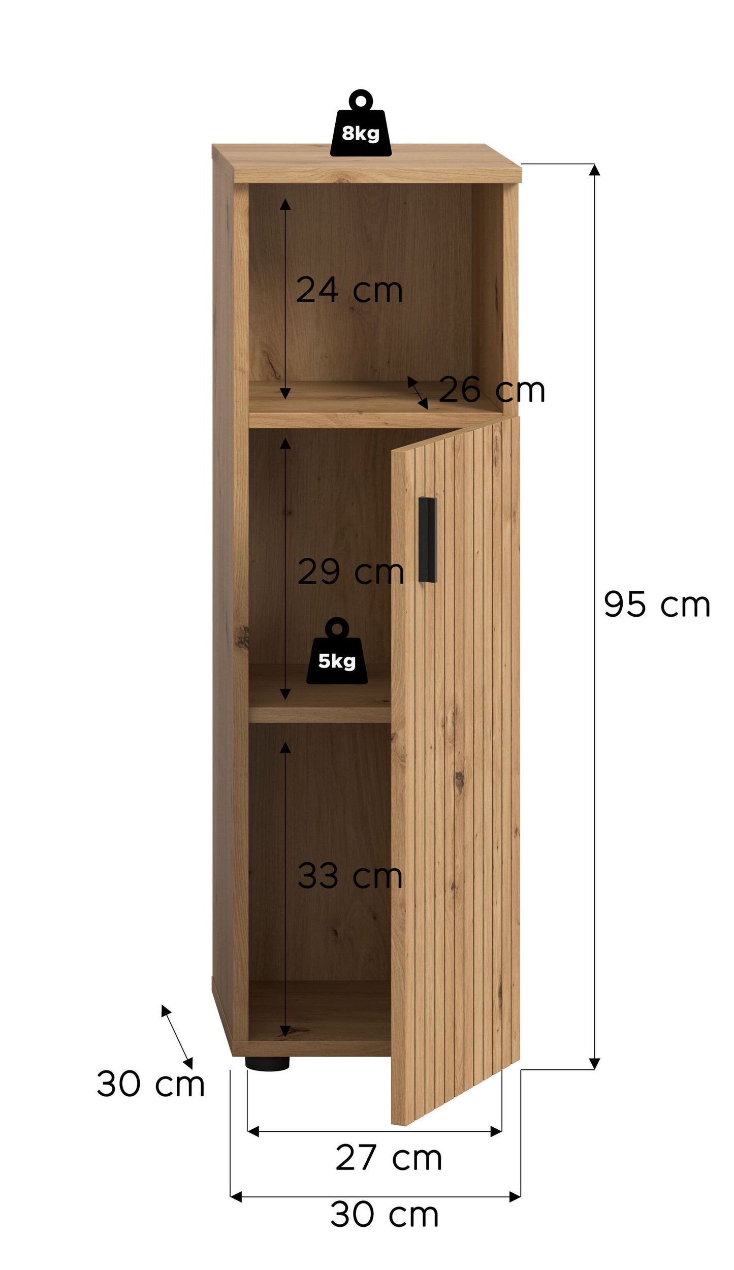 Meuble de salle de bain MONE (L/H/P : env. 30/95/30 cm) coloris Cachemire/Cachemire