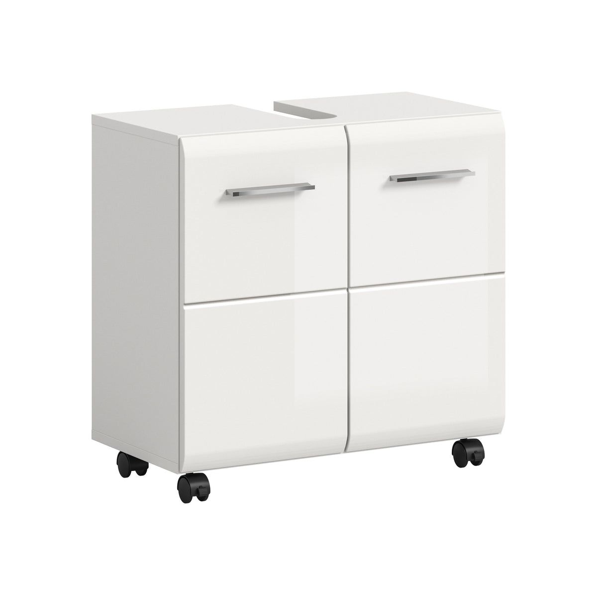Rolling Washbasin Cabinet ICE (W/H/D: approx. 60/58/30 cm) in Nox Oak finish/matt black
