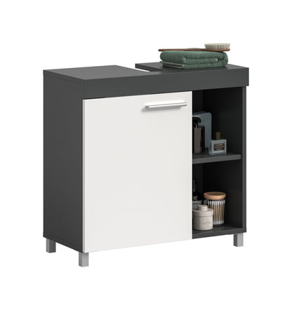 Homes & Jones Bad-Waschbeckenunterschrank 65 cm breit weiß-anthrazit, Badmöbel
