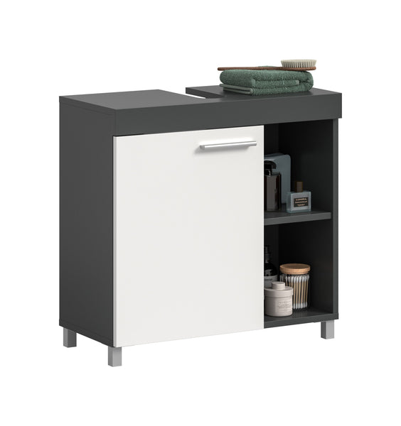 Meuble bas sous lavabo NOAH (L/H/P : env. 65/63/31 cm) en anthracite/blanc