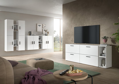 Meuble TV mural THE ONE (l/h/p : env. 270/182/34 cm) en imitation Chêne Artisan/Vert Fumé
