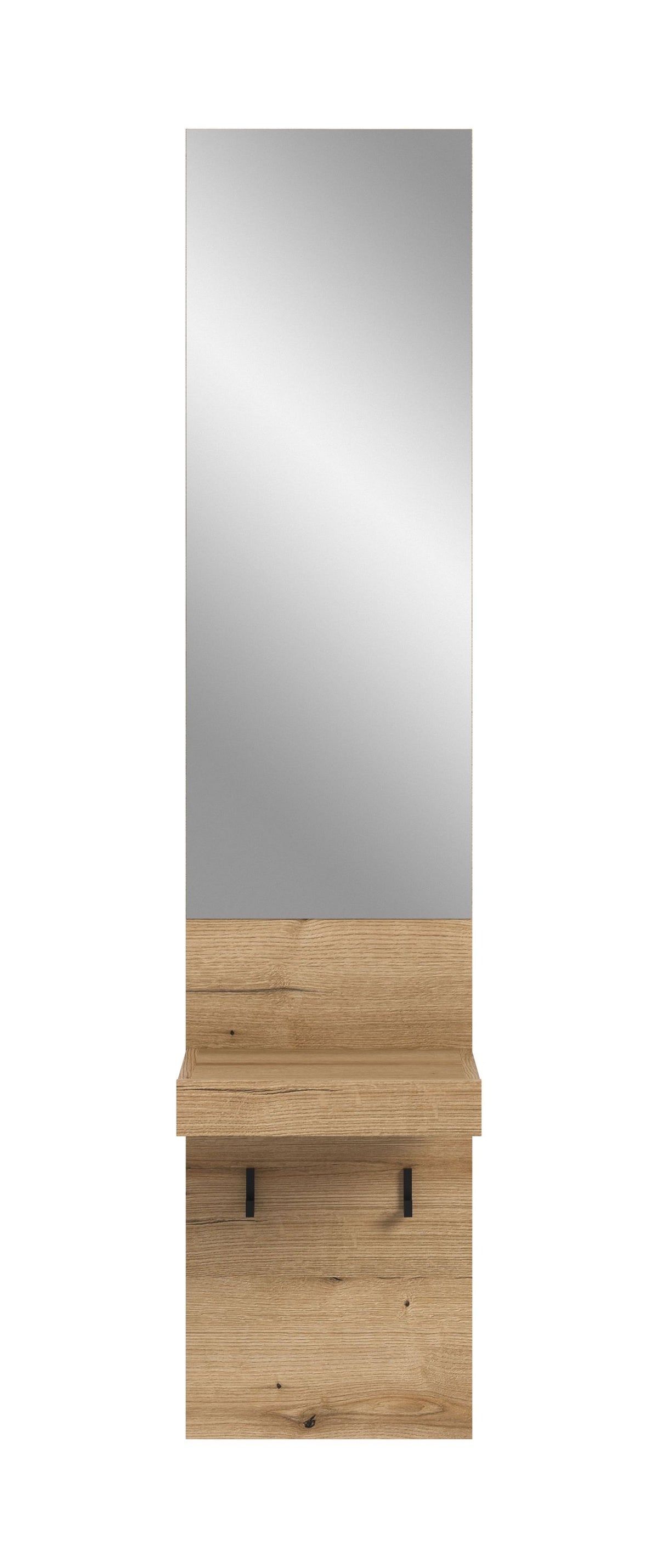 Coat Rack/Mirror Panel NARO (W/H/D: approx. 35/160/37 cm) in Evoke Oak finish/Evoke Oak finish