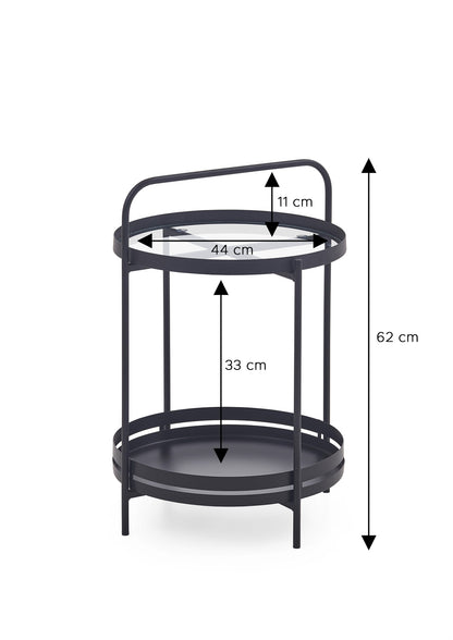 Homes & Jones Beistelltisch rund mit Glas & schwarzem Metallgestell