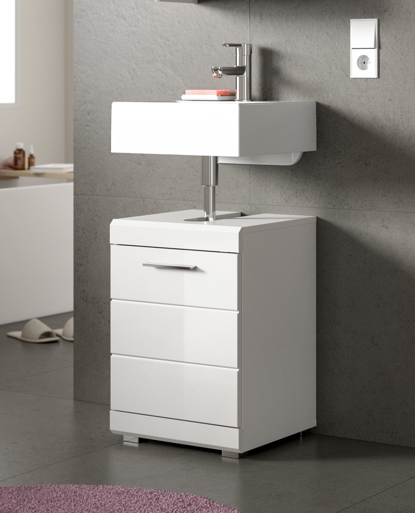 Scout Waschbeckenunterschrank  (B/H/T: 40x56x34 cm) in Weiß hochglanz und Weiß